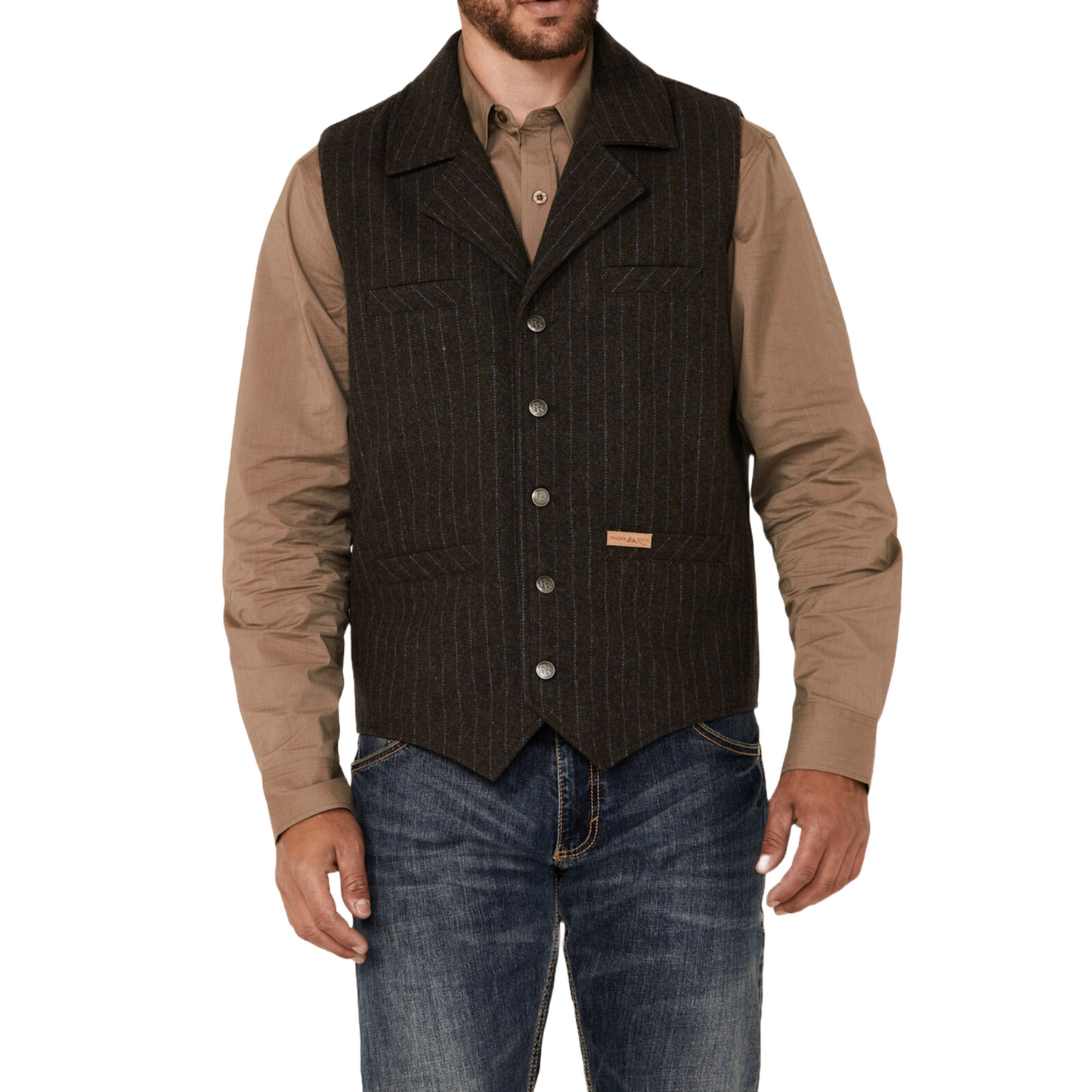 Powder River Outfitters Men's Stripe Montana Dark Brown Vest DM98C04048