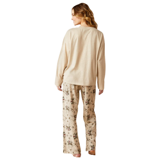 Ariat Ladies Dreams Cowgirl Print Beige Pajama Set 10054011