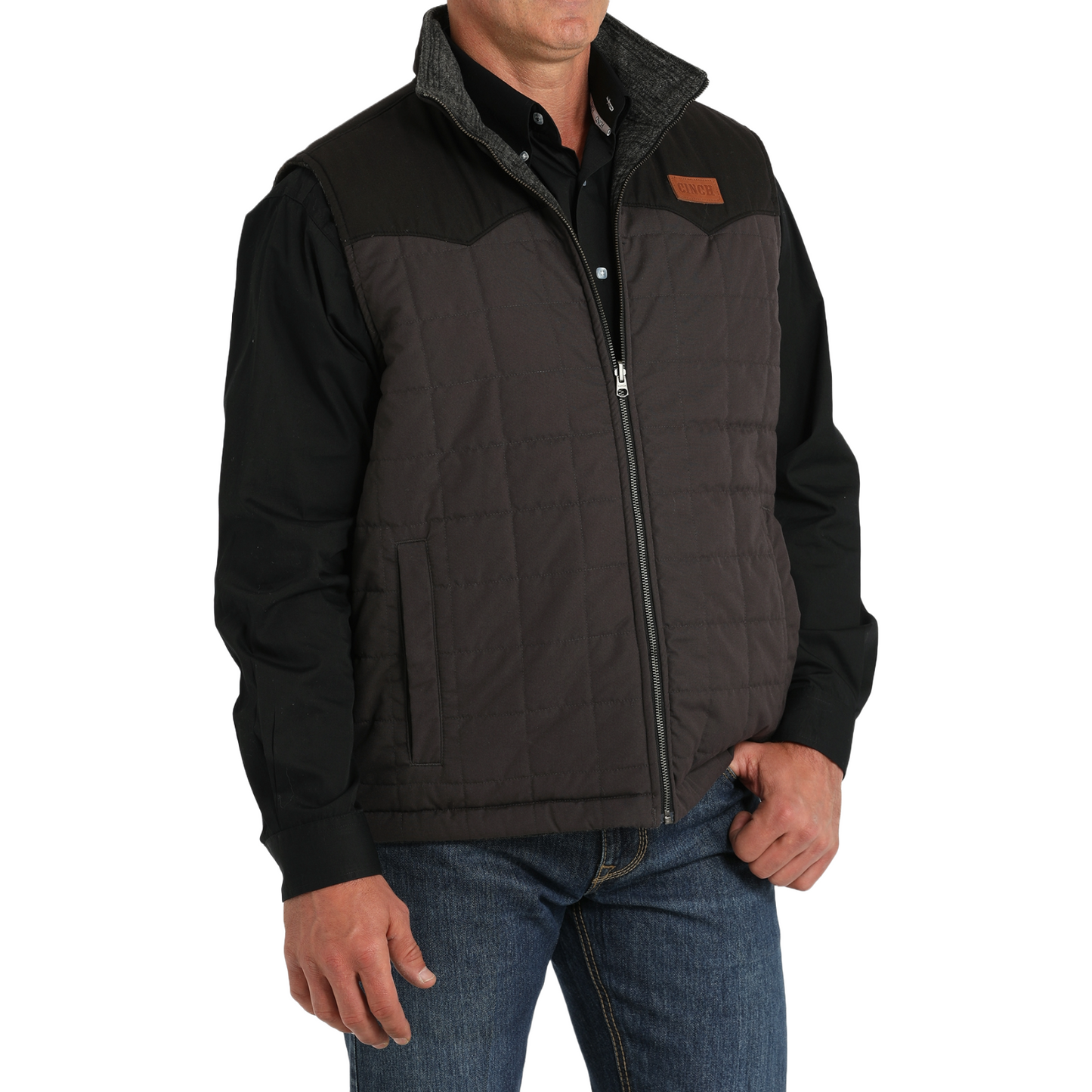 Cinch Men's Brown Wax Coated Canvas Reversible Zip Vest MWV1911001