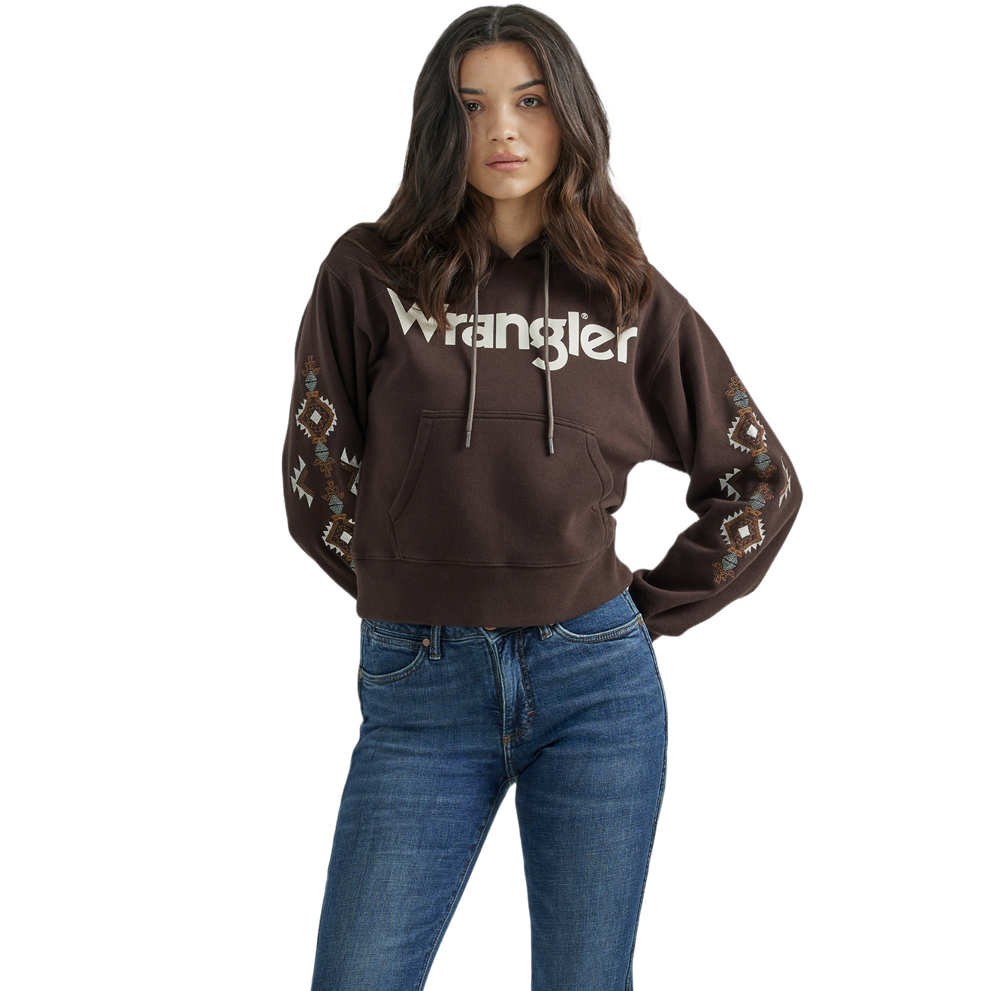 Wrangler Ladies Retro® Graphic Dark Brown Punchy Hoodie 112353120