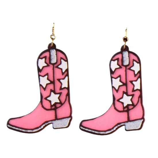 Silver Strike Ladies Glittery Cowboy Boot Earrings D460018029