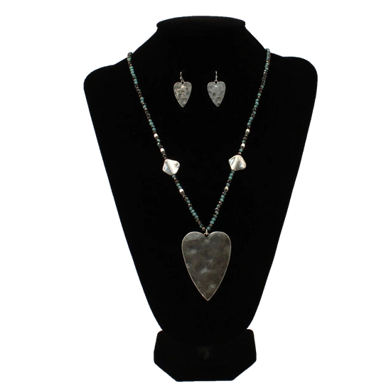 Blazin Roxx Hammered Heart Jewelry Set 30470