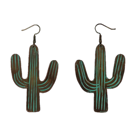 Blazin Roxx Patina Cactus Earrings 29176