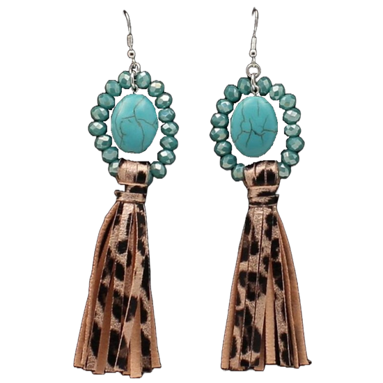 Silver Strike Ladies Earrings and Leopard Tassel D4600121