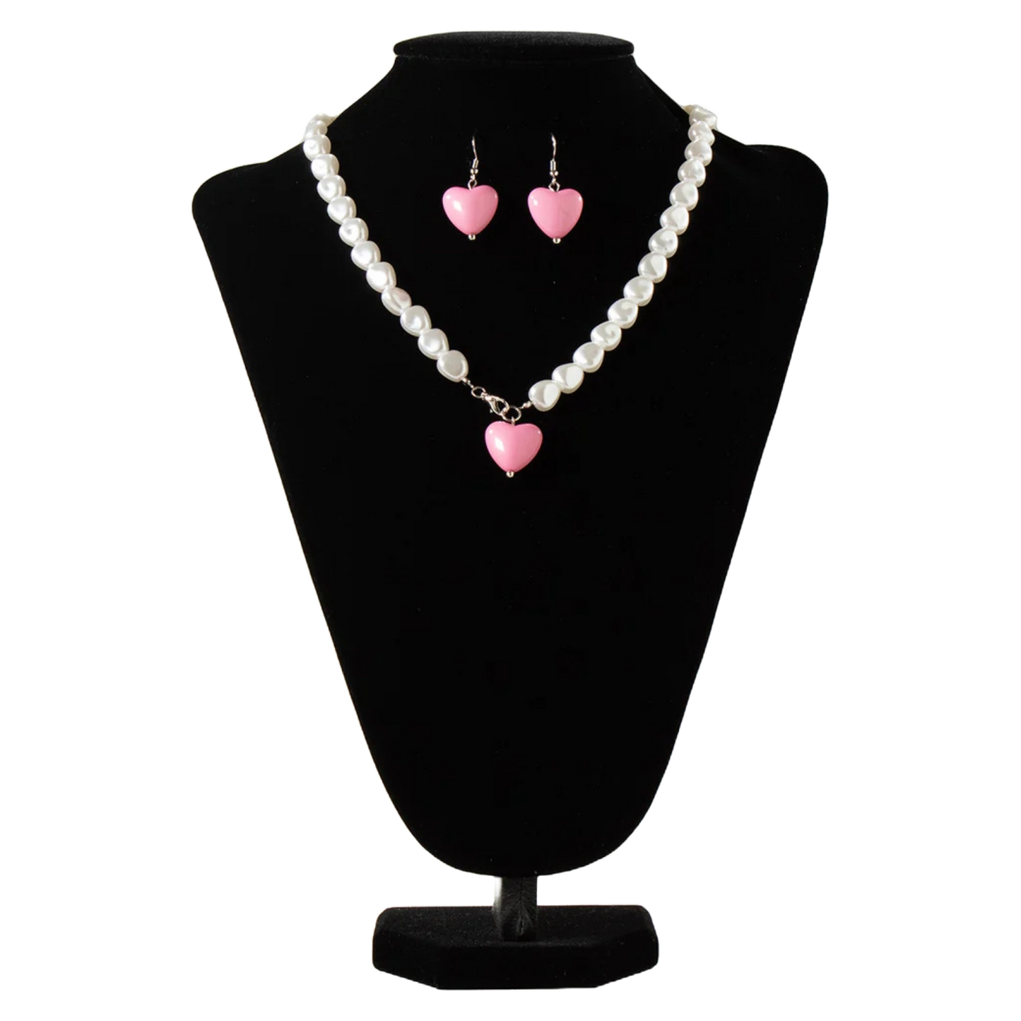 Silver Strike Ladies Pearled Heart Necklace & Earring Jewelry Set D450023130