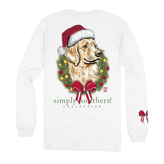 Simply Southern Ladies Merry Dog Graphic White T-shirt LS-MERRYDOG-WHITE