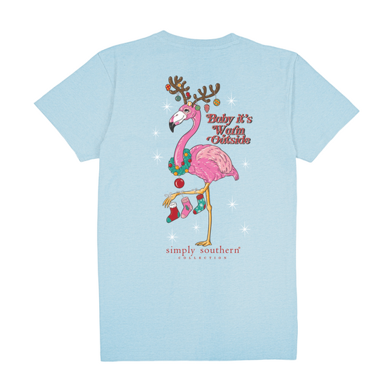 Simply Southern Ladies Baby It's Warm Outside Graphic Sky Blue T-Shirt SS-FLAMXMAS-SKY