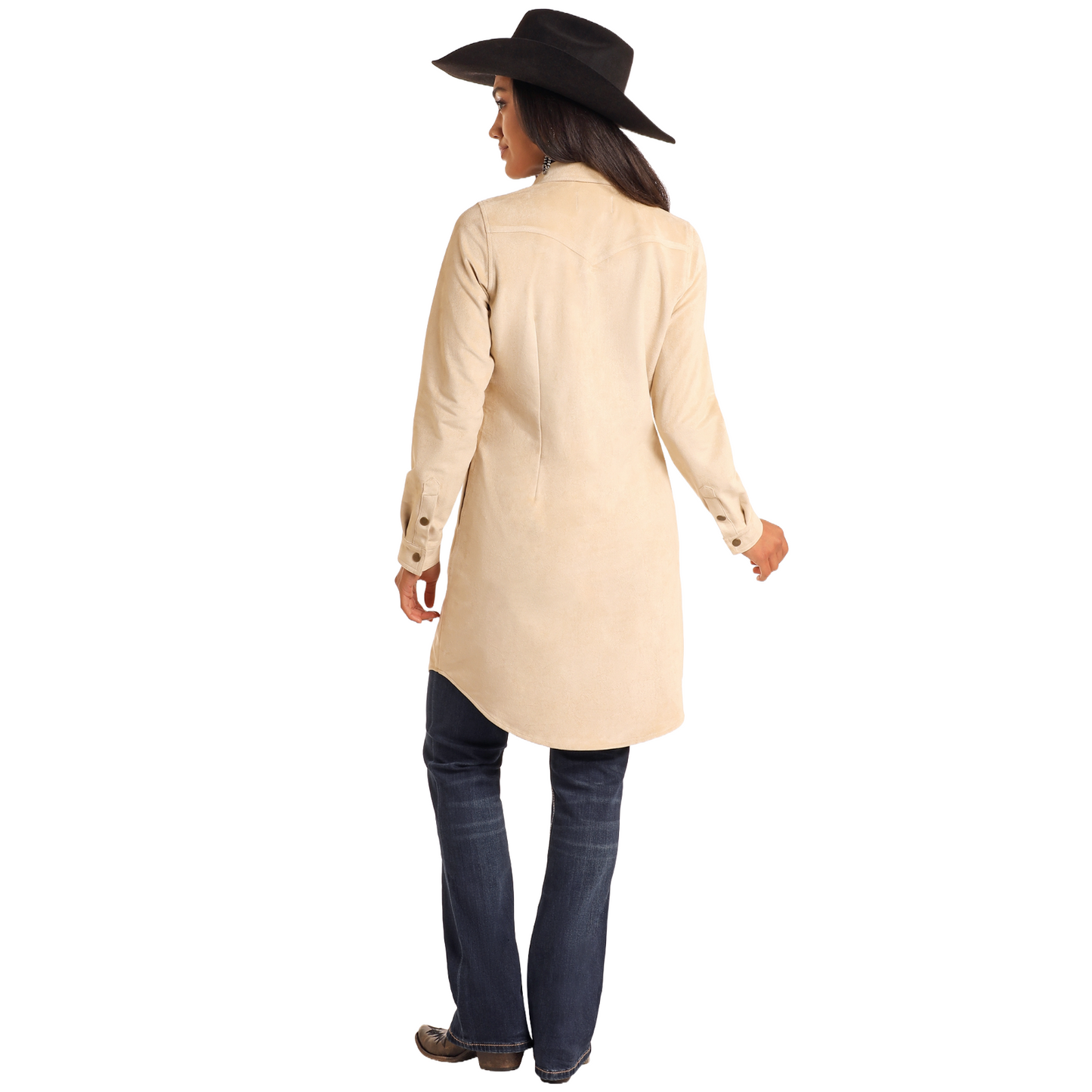 Rock & Roll Denim Ladies Micro Suede Taupe Duster Jacket Dress LWD2R05203