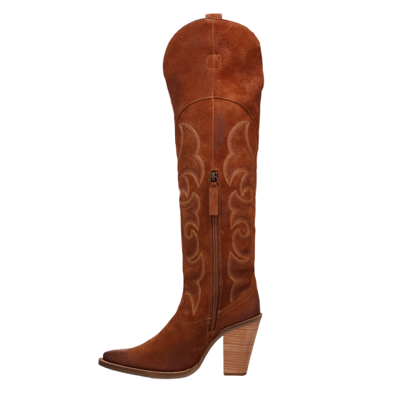 Dingo Ladies Primadonna Suede Snip Toe Brown Tall Western Boots DI2190-BN