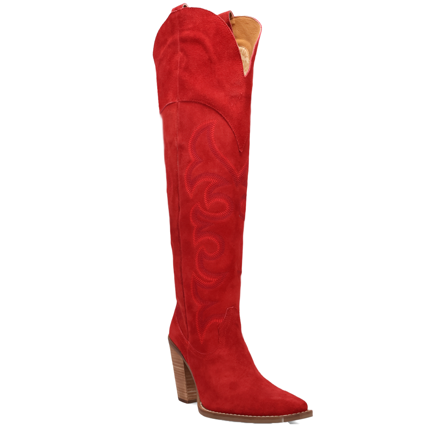 Dingo Ladies Primadonna Suede Snip Toe Red Tall Western Boots DI2190-RD