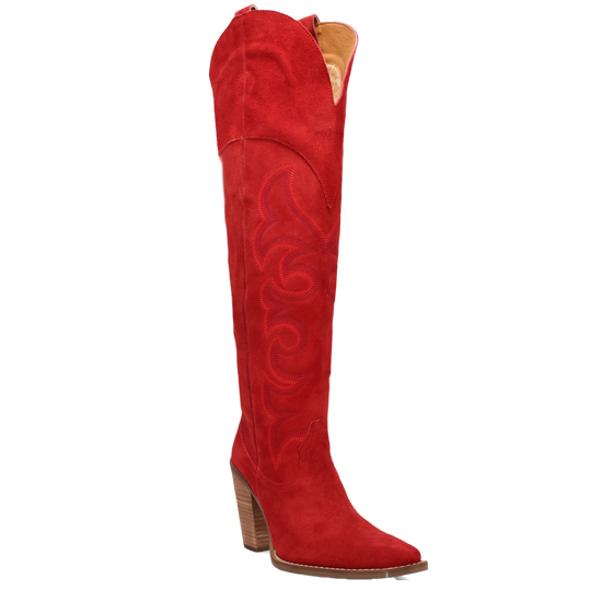 Dingo Ladies Primadonna Suede Snip Toe Red Tall Western Boots DI2190-RD