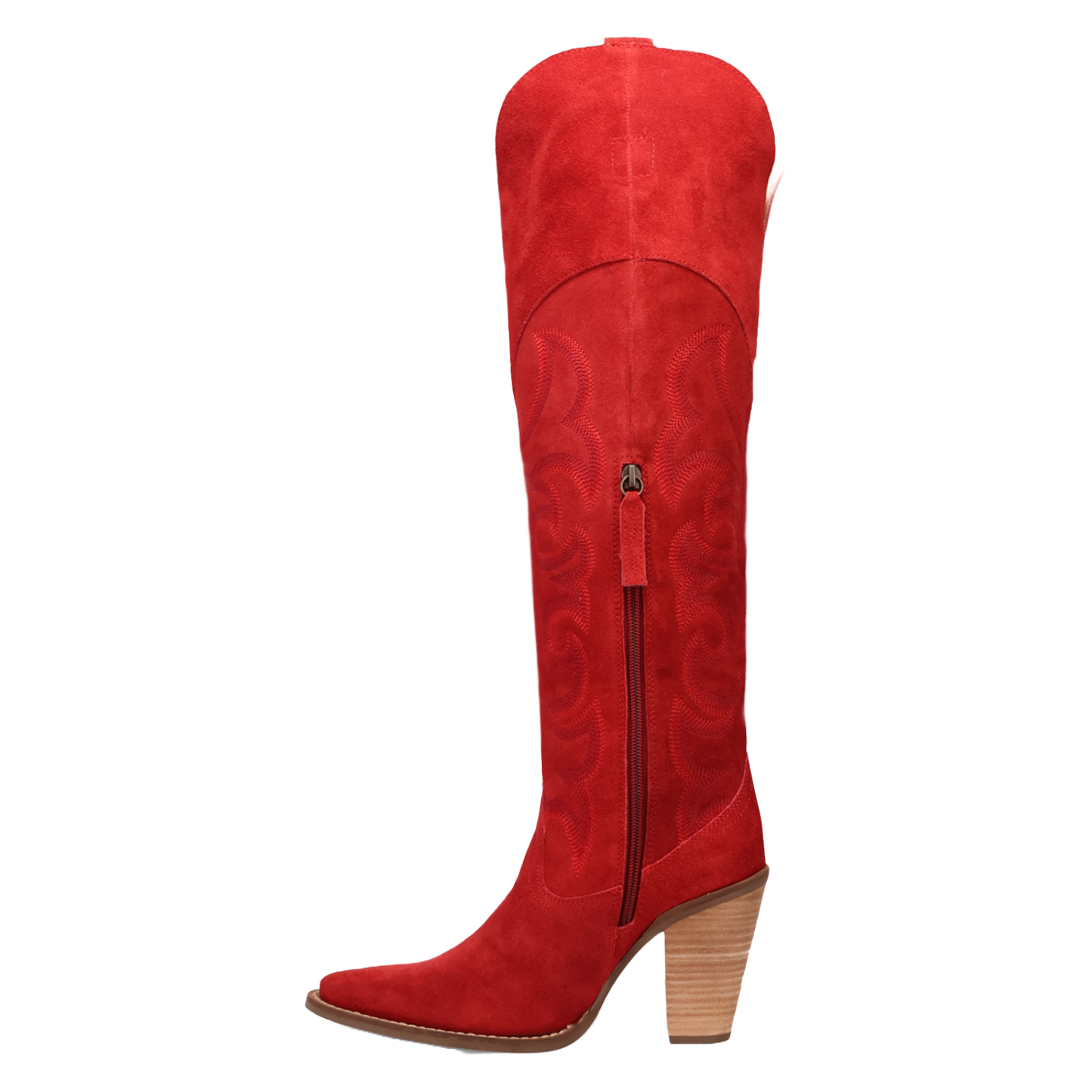 Dingo Ladies Primadonna Suede Snip Toe Red Tall Western Boots DI2190-RD