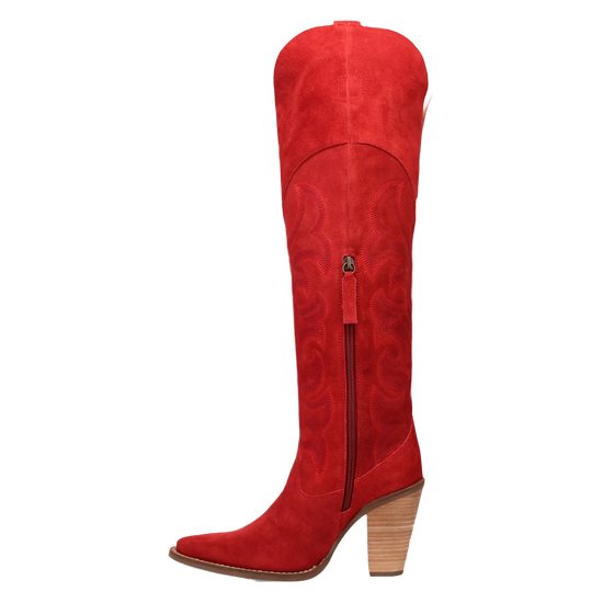 Dingo Ladies Primadonna Suede Snip Toe Red Tall Western Boots DI2190-RD