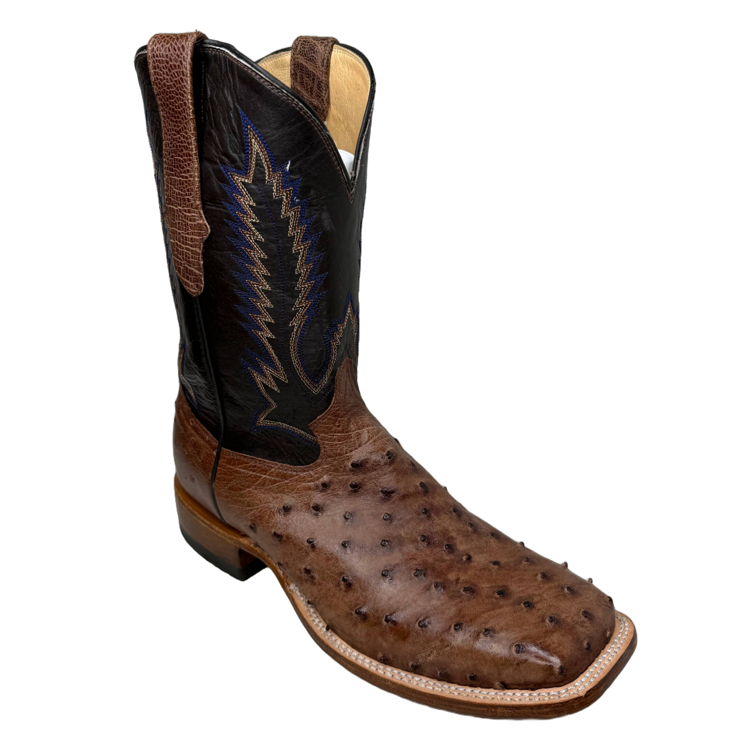 Cowtown Men's Full Quill Ostrich Tobacco Tan & Brown Cowboy Boots Q78