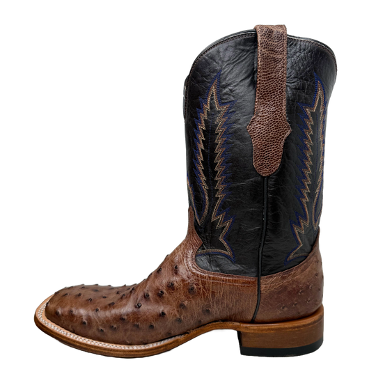 Cowtown Men's Full Quill Ostrich Tobacco Tan & Brown Cowboy Boots Q78