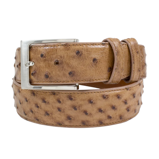 Cowtown Men's Printed Ostrich Leather Tan Belt H77-TAN