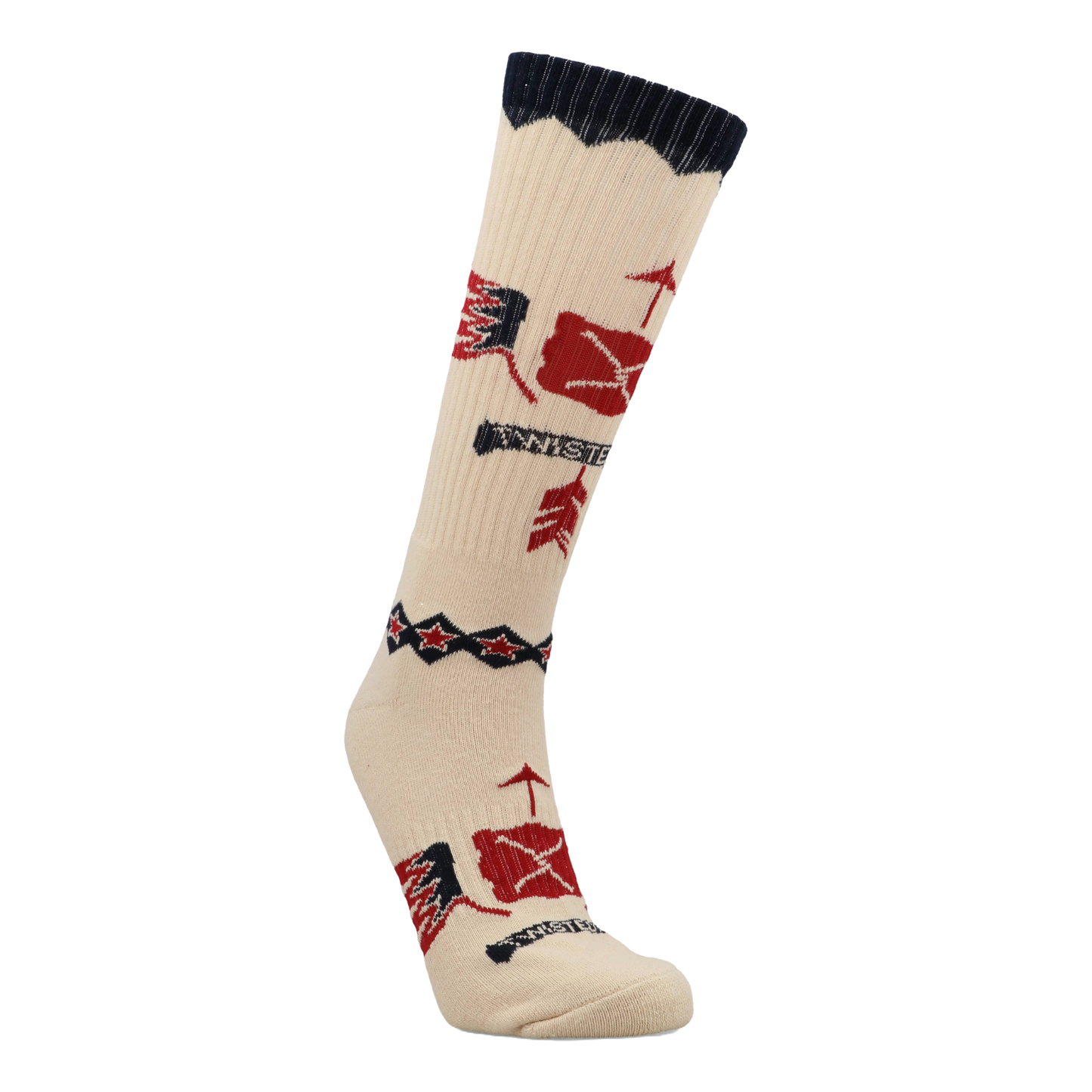 Twisted X Arrows Logo Graphic Mid Calf Bone White Sock SOCK004