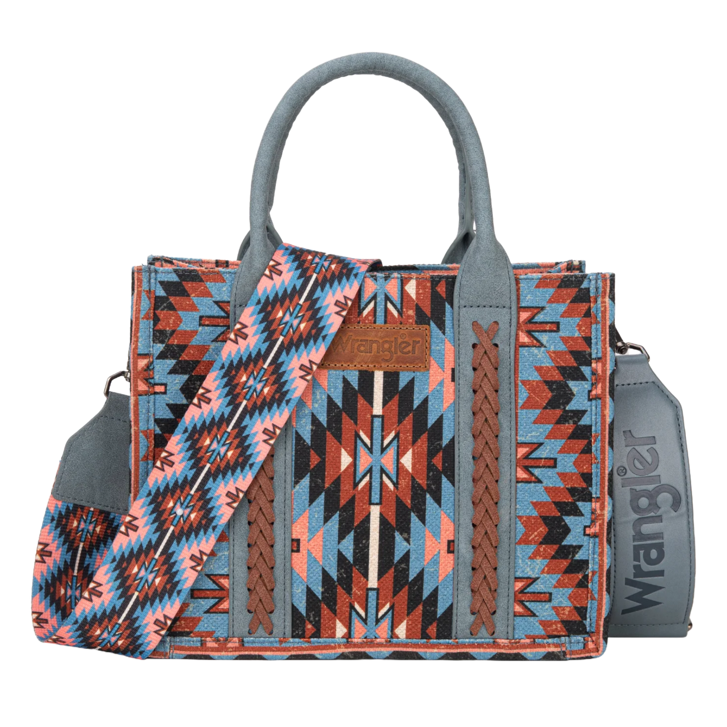 Wrangler Ladies Southwestern Pattern Dual Sided Print Navy Tote Crossbody WG2213-8120SNY