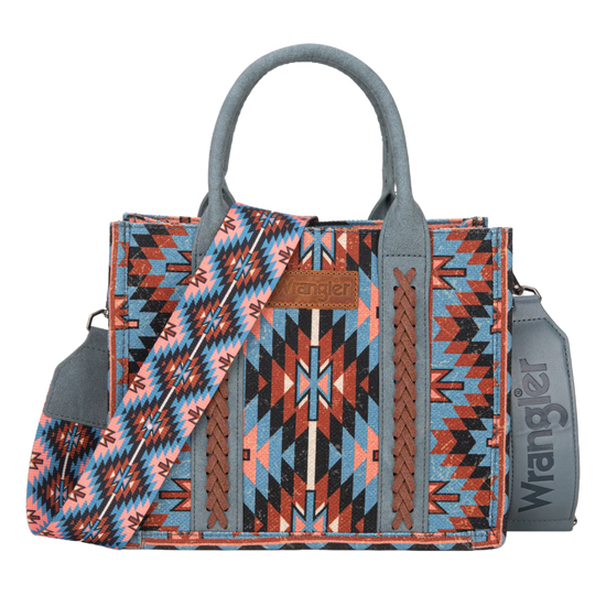 Wrangler Ladies Southwestern Pattern Dual Sided Print Navy Tote Crossbody WG2213-8120SNY