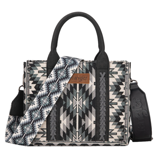 Wrangler Ladies Southwestern Pattern Dual Sided Print Black Tote Crossbody WG2213-8120SBK