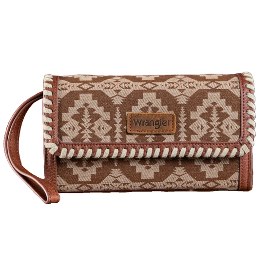 Wrangler Ladies Southwestern Print Brown Wallet Shoulder Bag WG2212-W012BR