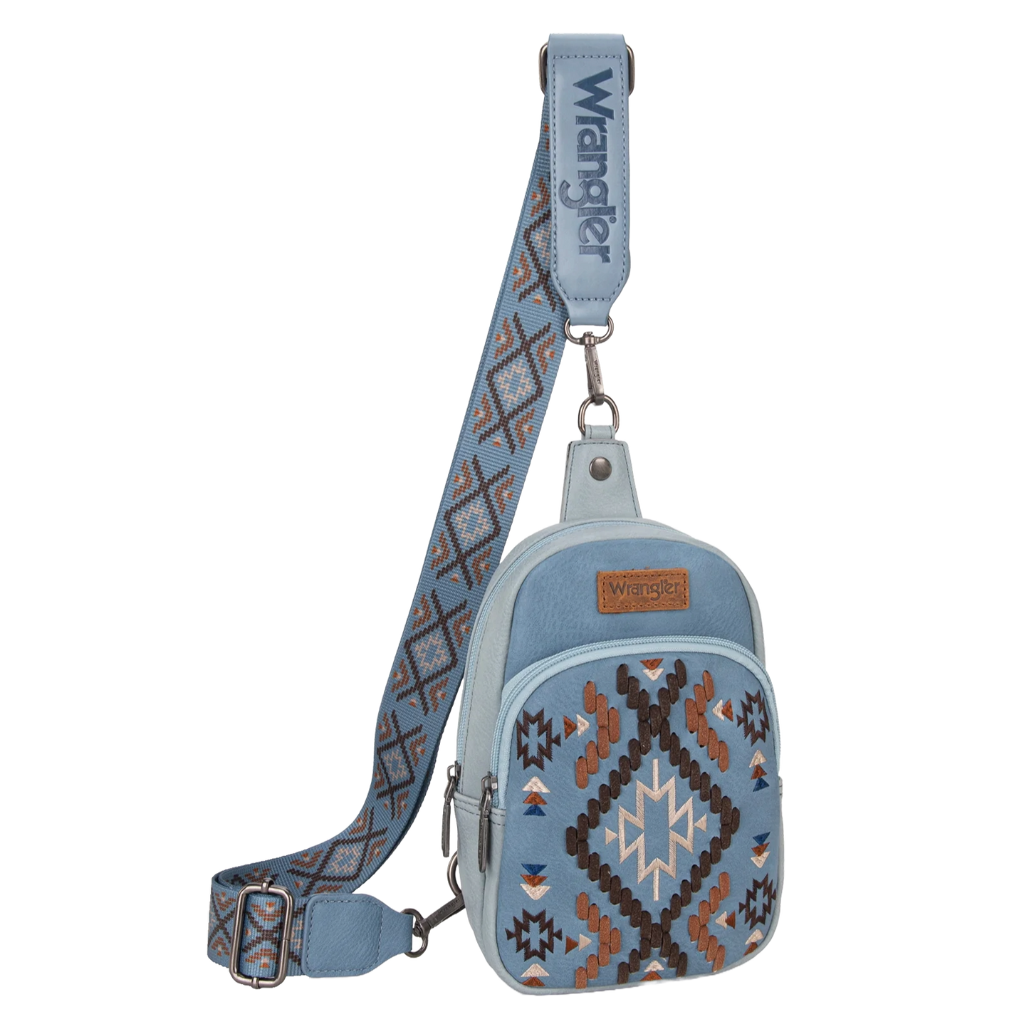 Wrangler Ladies Southwestern Aztec Blue Jean Crossbody Sling Bag WG2214-210JN