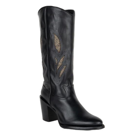 Cuadra Ladies Embroidered Black Western Boot CU874