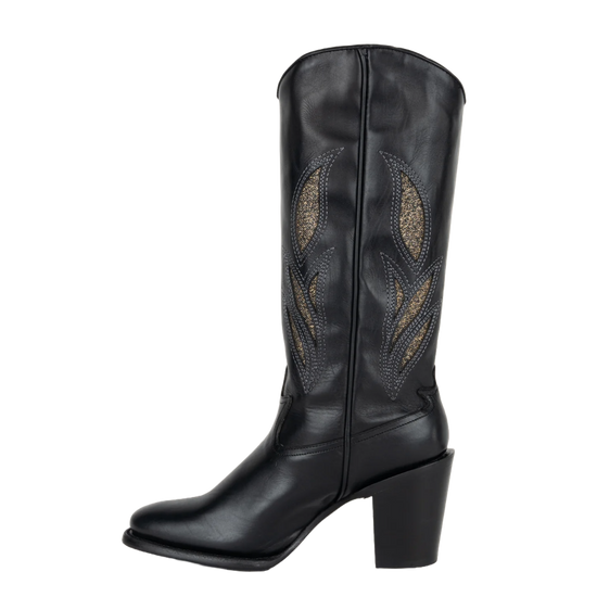 Cuadra Ladies Embroidered Black Western Boot CU874