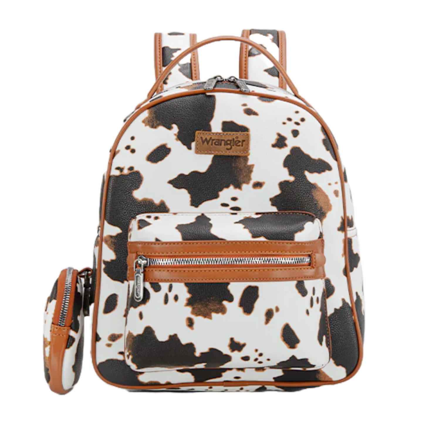 Wrangler Ladies Brown Cow Print Backpack with Coin Pouch WG133-8603BR