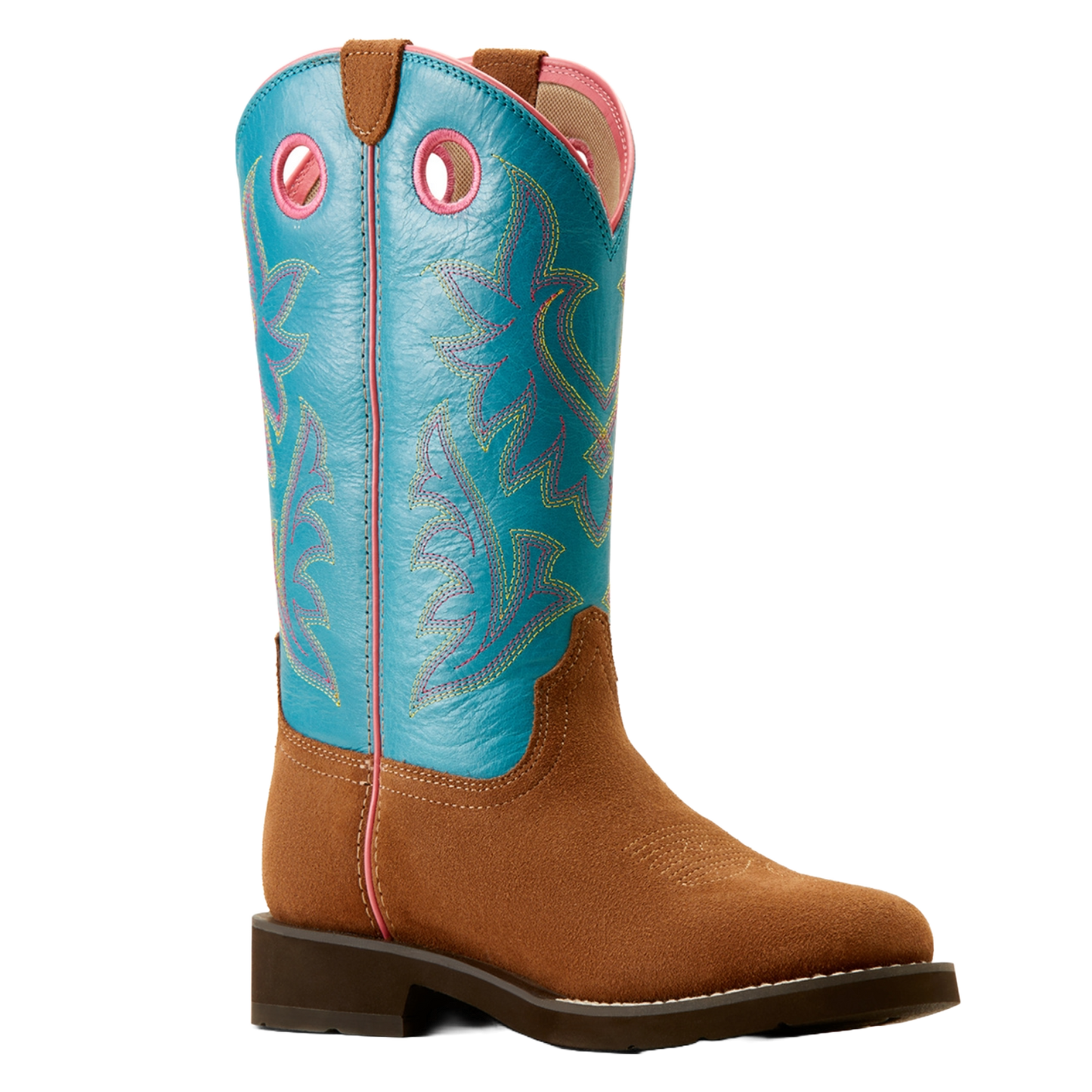 Ariat Ladies Elko Chestnut Suede Brown & Blue Western Boot 10050888