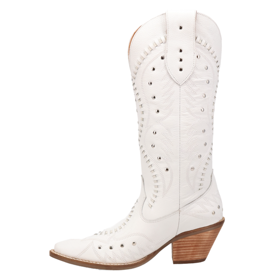 Dingo Ladies Pretty 'N Pink B-Lace White Western Tall Boots DI2220-WH