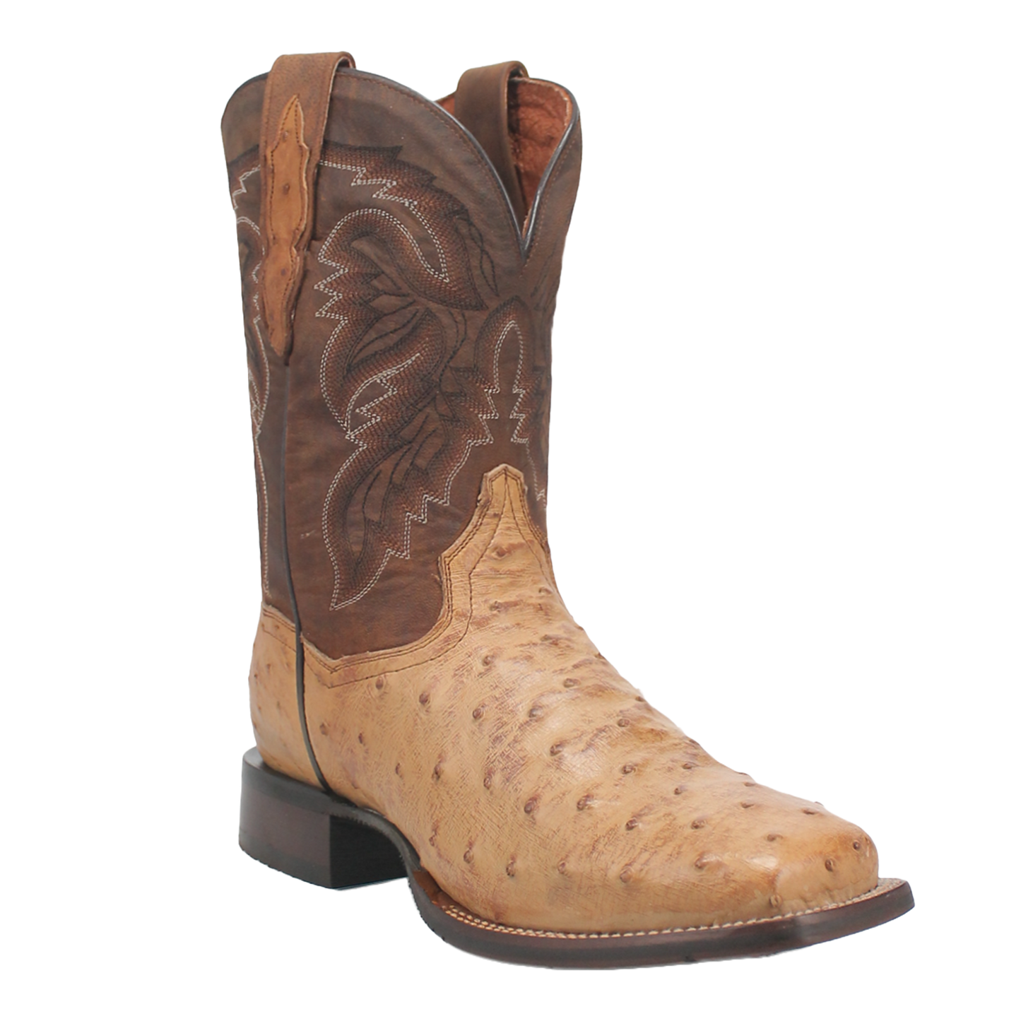 Dan Post Men's Alamosa Full Quill Ostrich Sand & Chocolate Boots DP4184