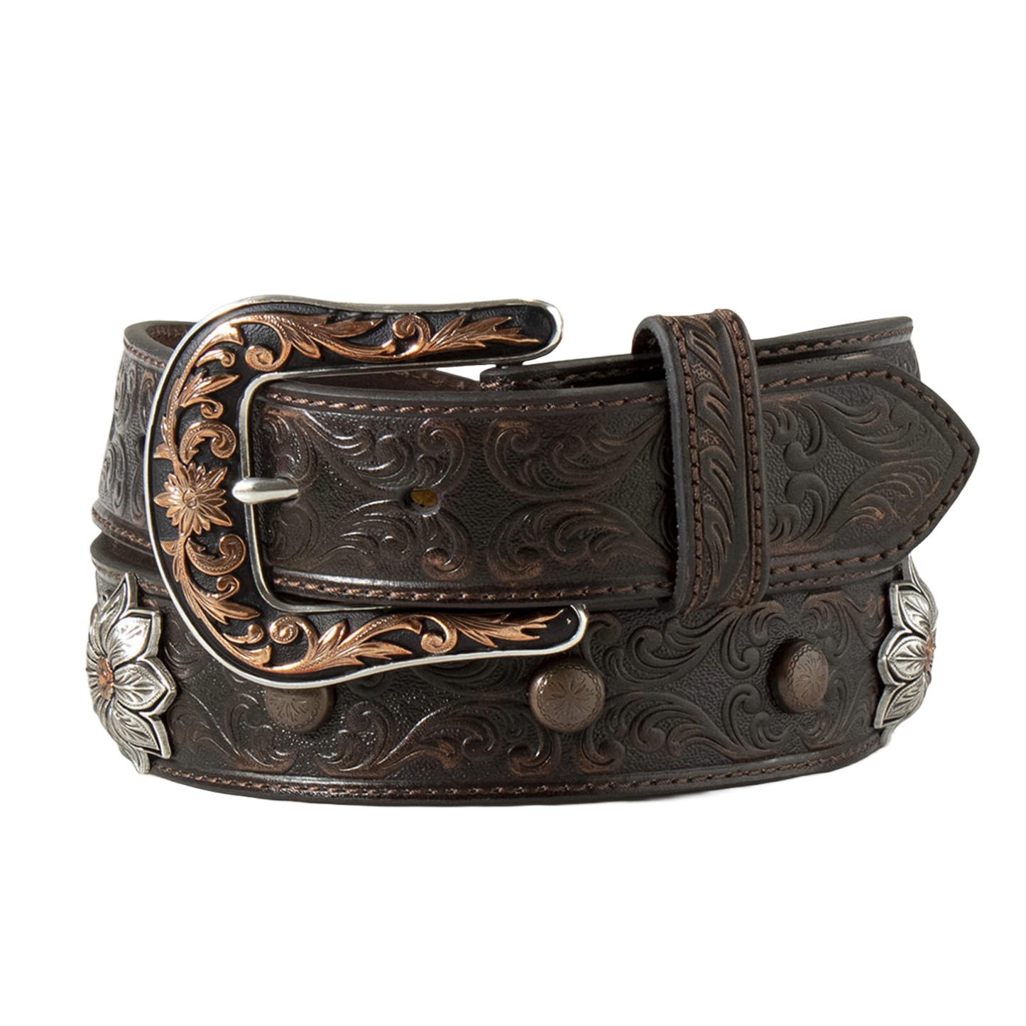 Ariat Ladies Floral Embossed Brown Belt A1533902