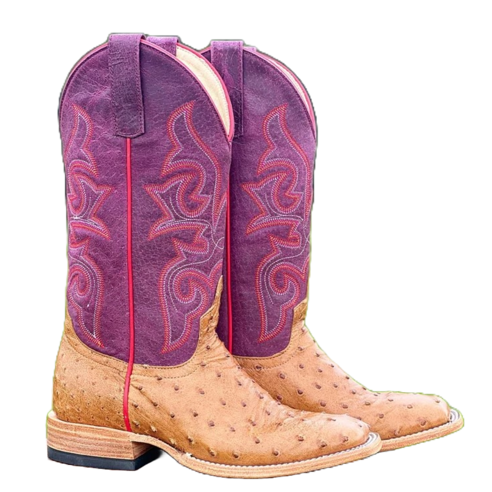 Macie Bean Ladies Antique Saddle Sangria Full Quill Ostrich Boots M2033