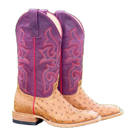 Macie Bean Ladies Antique Saddle Sangria Full Quill Ostrich Boots M2033