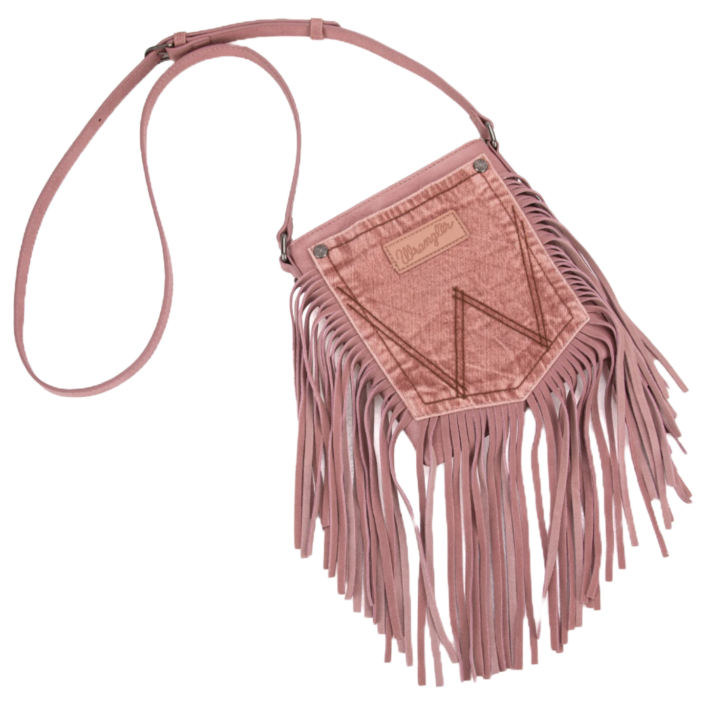 Wrangler Ladies Leather Fringe Pink Crossbody Bag WG44-8360PK