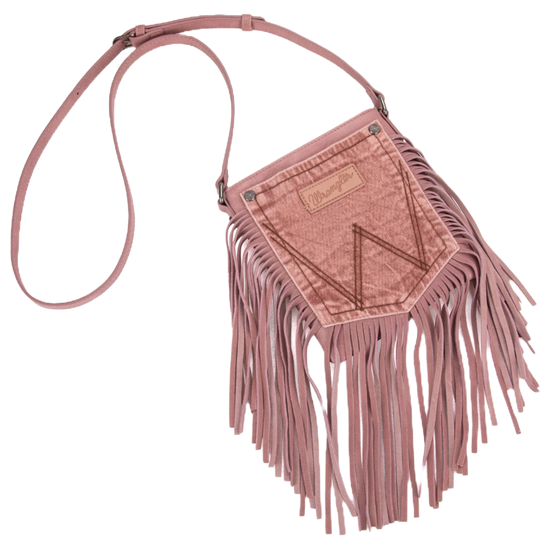 Wrangler Ladies Leather Fringe Pink Crossbody Bag WG44-8360PK