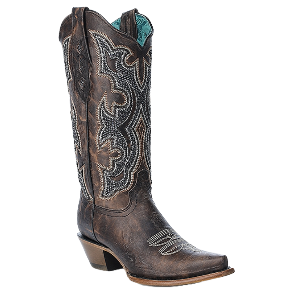 Corral Ladies Embroidery & Overlay Brown Western Boots Z5289