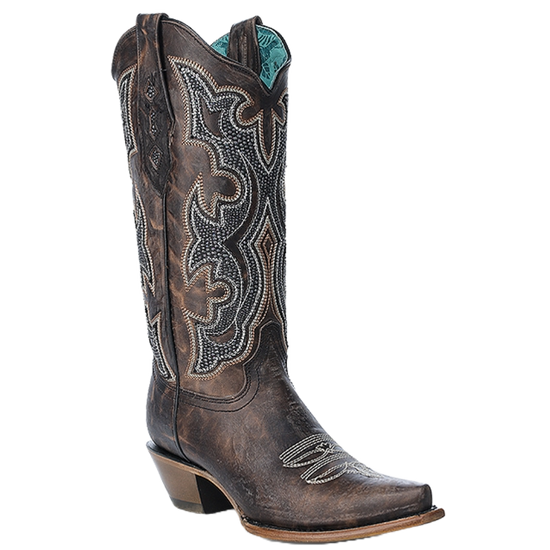 Corral Ladies Embroidery & Overlay Brown Western Boots Z5289