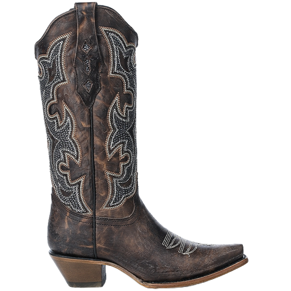 Corral Ladies Embroidery & Overlay Brown Western Boots Z5289