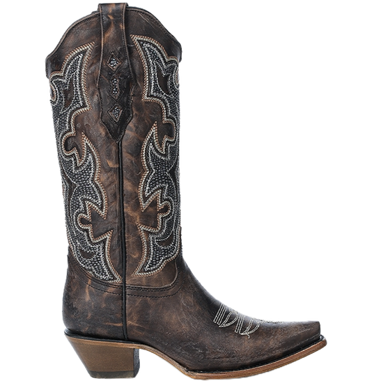 Corral Ladies Embroidery & Overlay Brown Western Boots Z5289