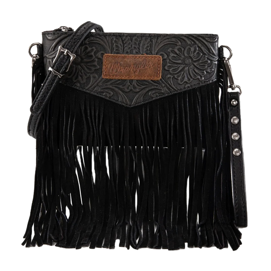 Wrangler Vintage Floral Tooled Collection Fringe Crossbody WG63-181BK