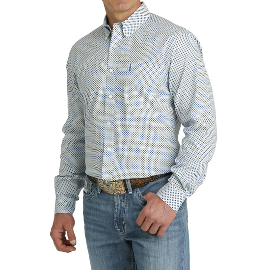 Cinch Mens Light Blue Modern Print Button Up Shirt MTW1347104