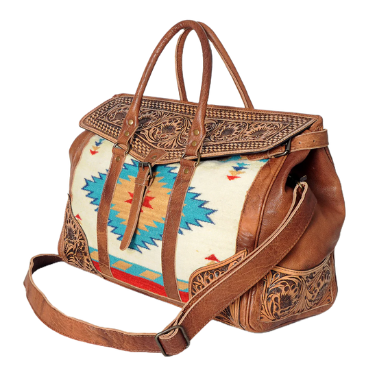 American Darling Aztec & Brown Leather Duffle Bag ADBG588