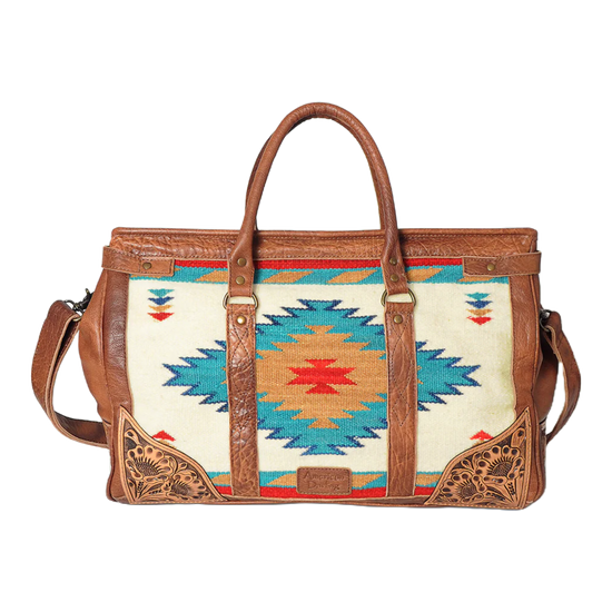 American Darling Aztec & Brown Leather Duffle Bag ADBG588