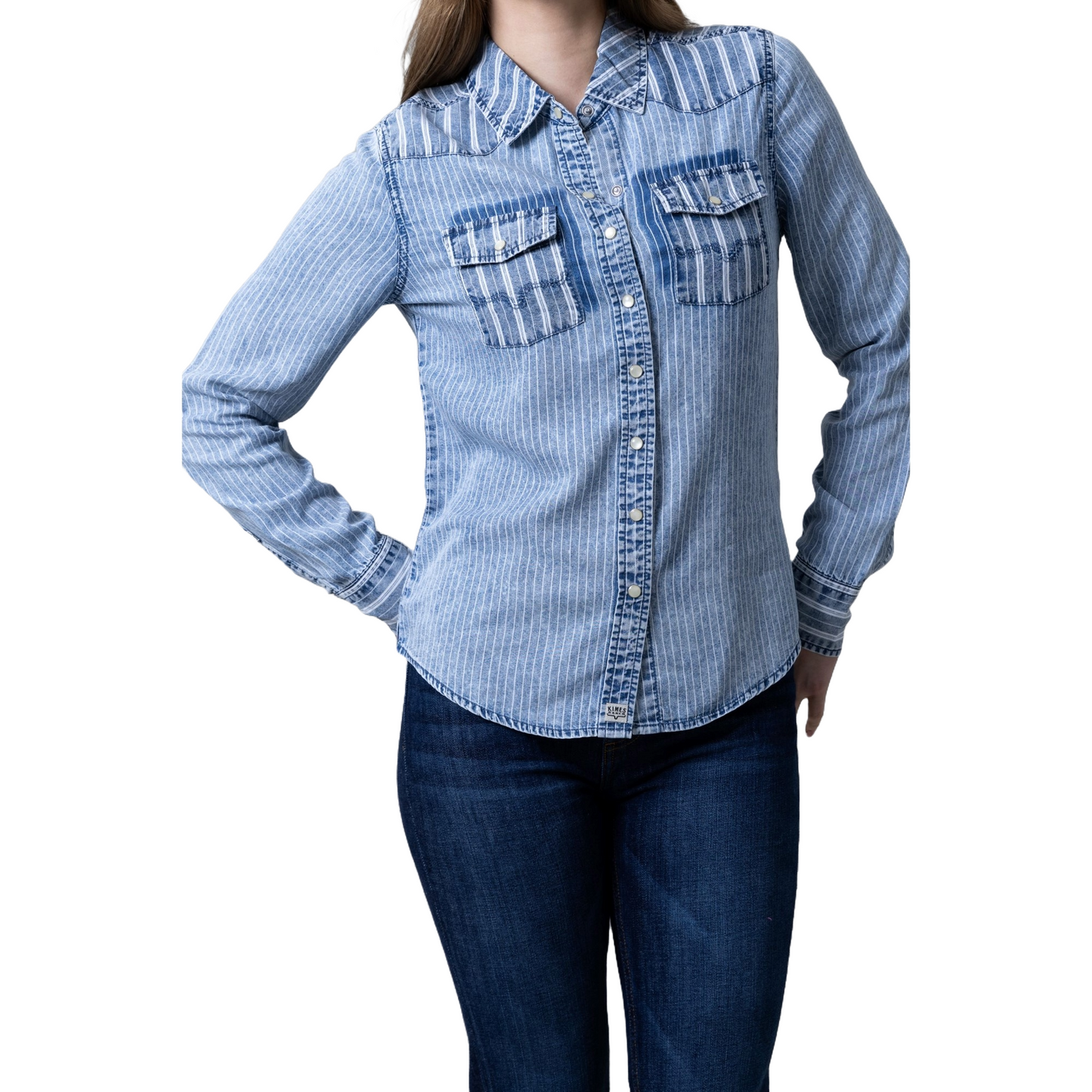 Kimes Ranch Ladies KC Tencel Striped Indigo Snap Shirt WTO0000040