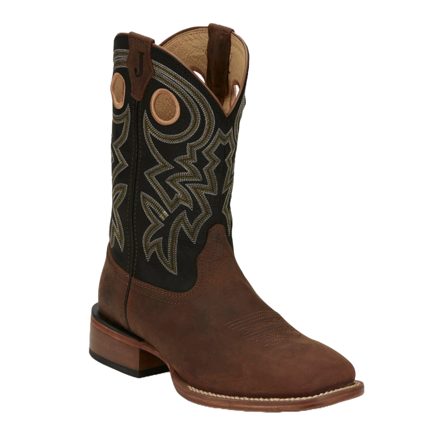 Justin Men's Big News Embroidered Black & Brown Western Boot FN7021