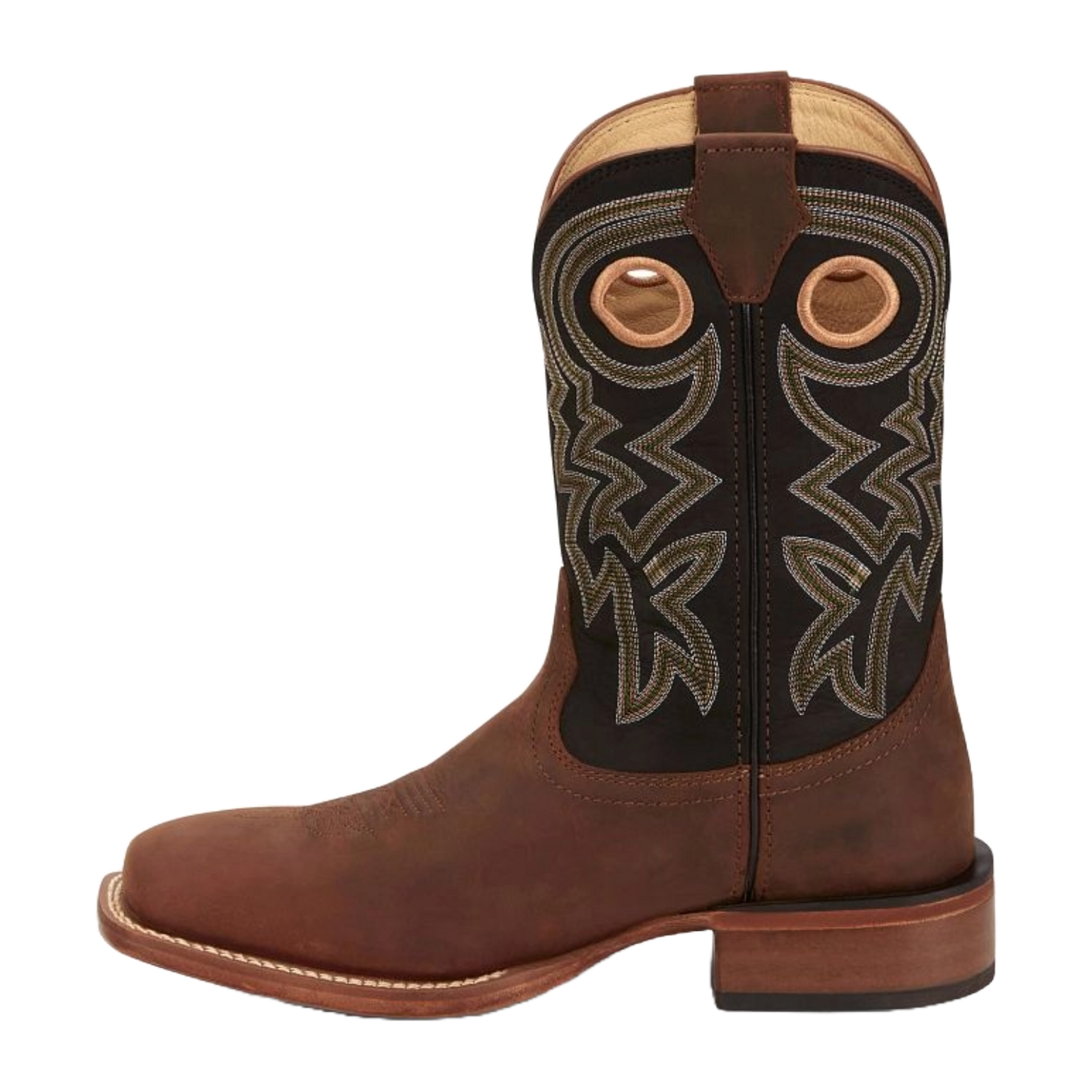 Justin Men's Big News Embroidered Black & Brown Western Boot FN7021