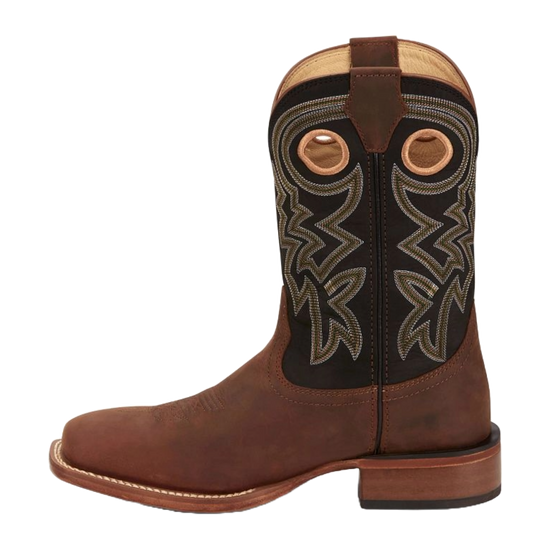 Justin Men's Big News Embroidered Black & Brown Western Boot FN7021