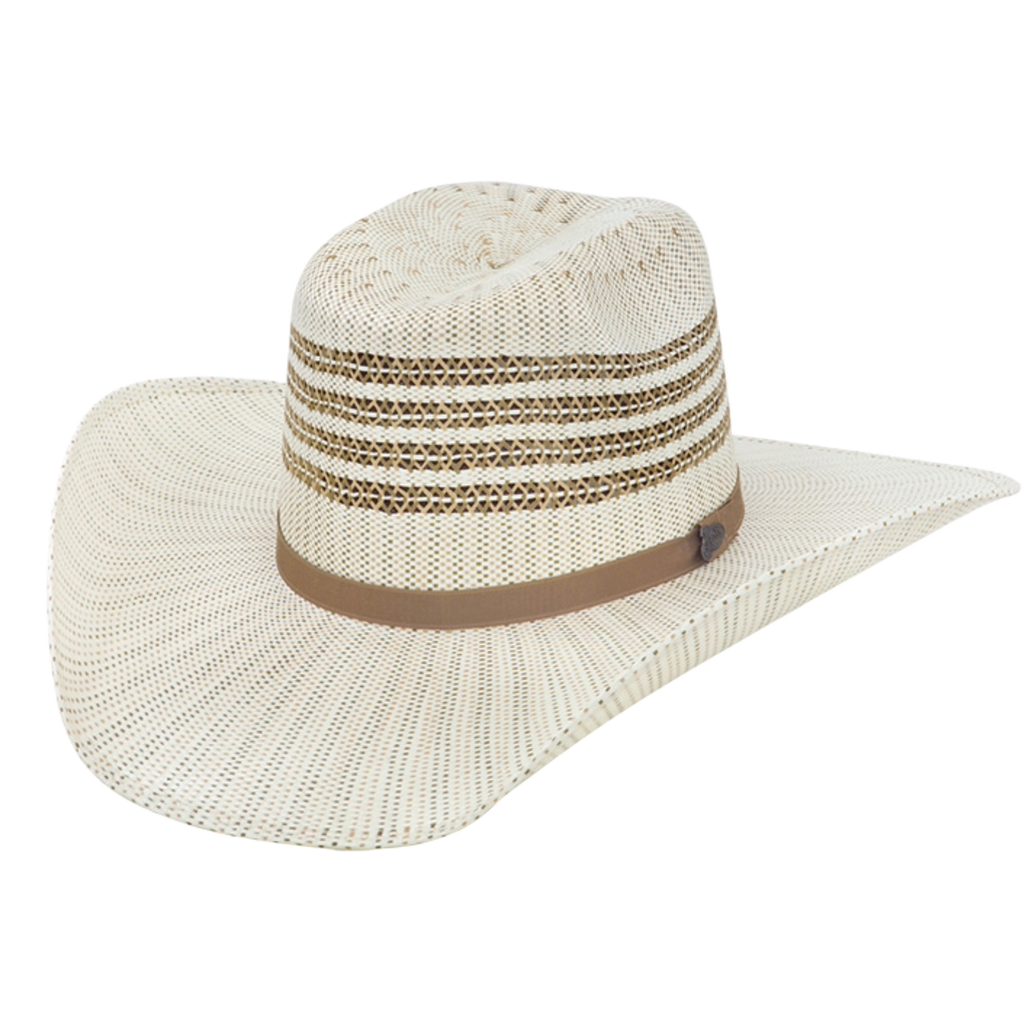 Justin Bent Rail Barrel Bangora Ivory Brown Straw Hat JS3456BARL44